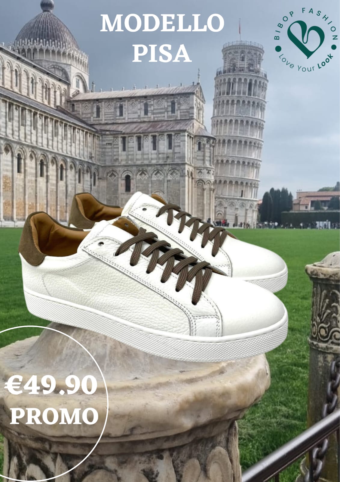 Sneakers modello Pisa vera pelle bottalata MADE IN ITALY Bibop Fashion