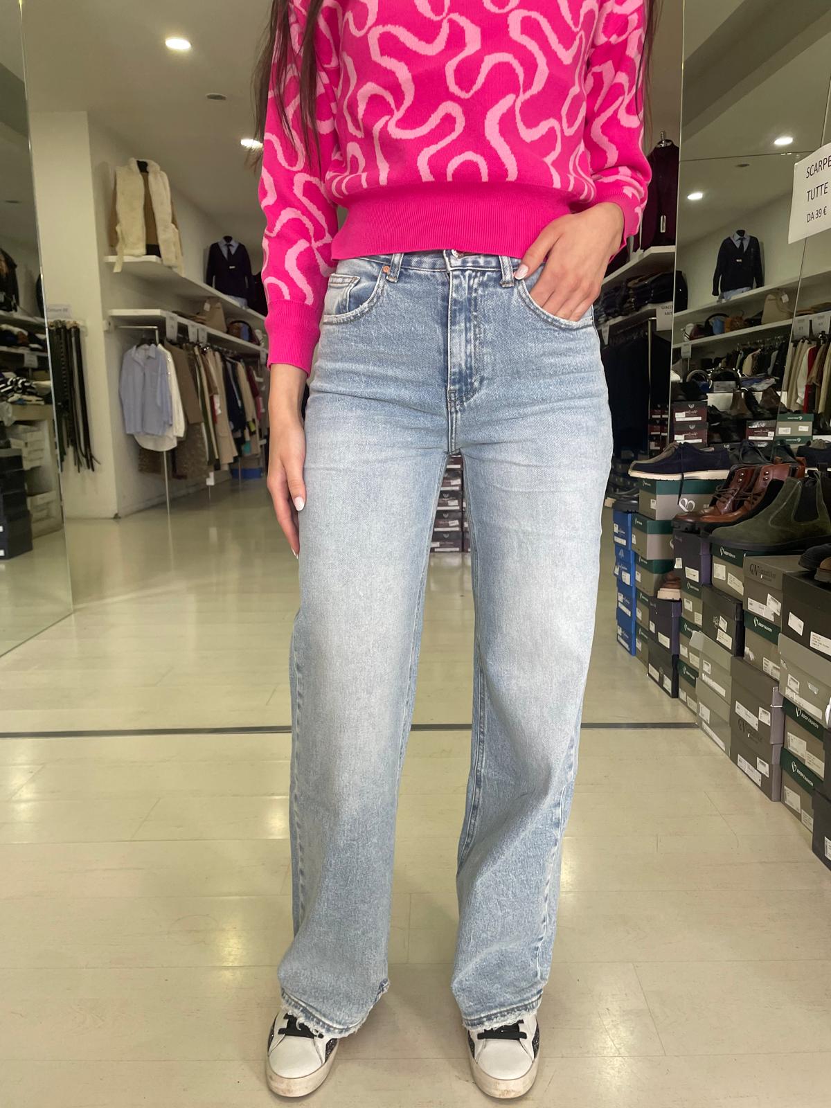 jeans palazzo slavato semi-elasticizzato